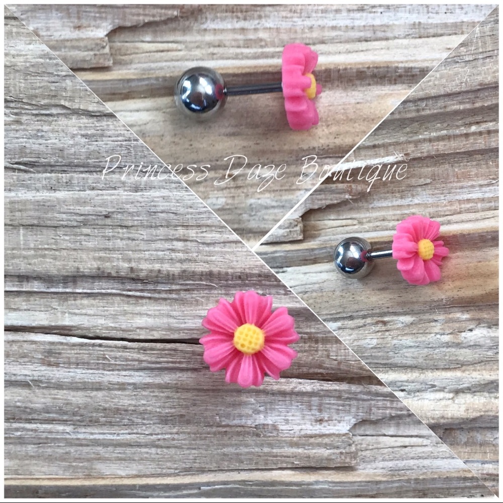 Pink Flower Cartilage / Tragus Earring